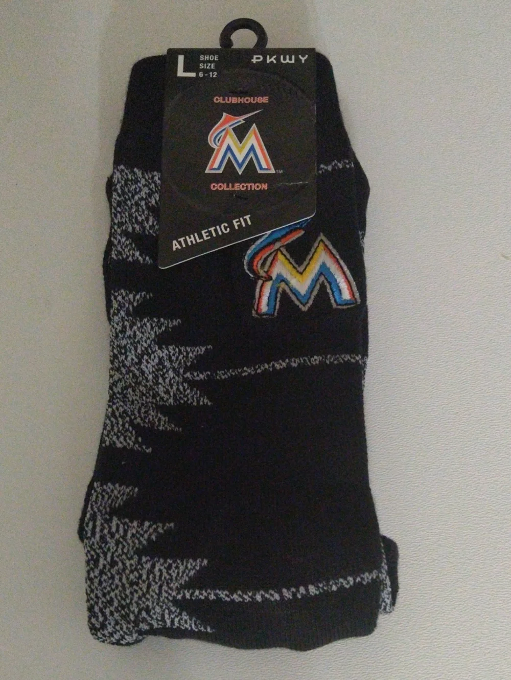 Pkwy Marlins Mlb Socks One Pair New Miami Florida New Shoe Size 6-12