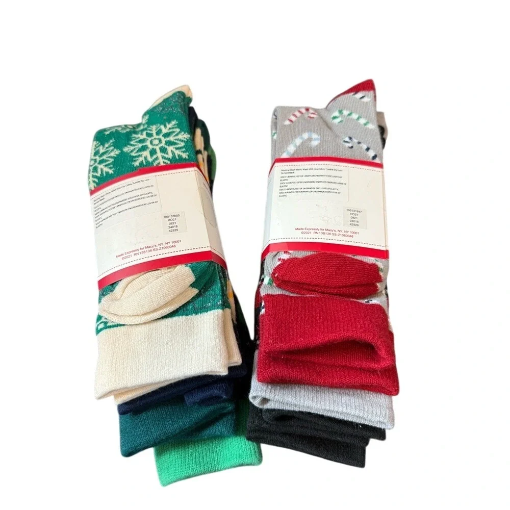 NWT 2 Pack Bundle Club Room Men's Crew Socks  Holiday Christmas‎ Size 8-13