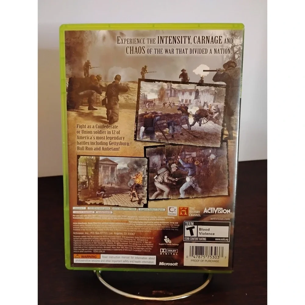 The History Channel Civil War A Nation Divided Microsoft Xbox 360 Game 2006
