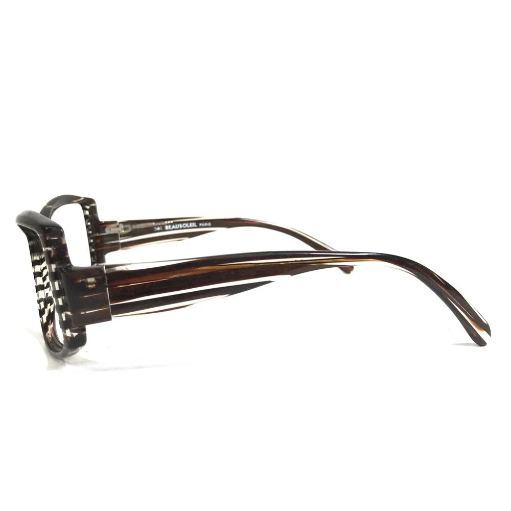Beausoleil Eyeglasses Frames 213 226 Brown Clear Striped Horn Cat Eye 58-17-130