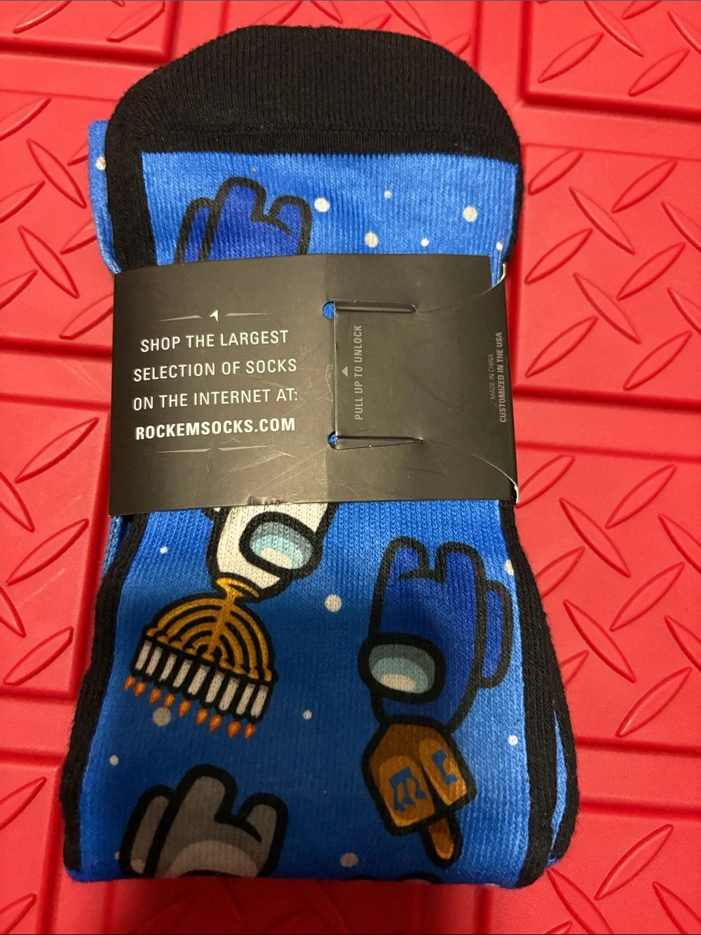 L/XL Blue Knee Socks - Hanukkah Design