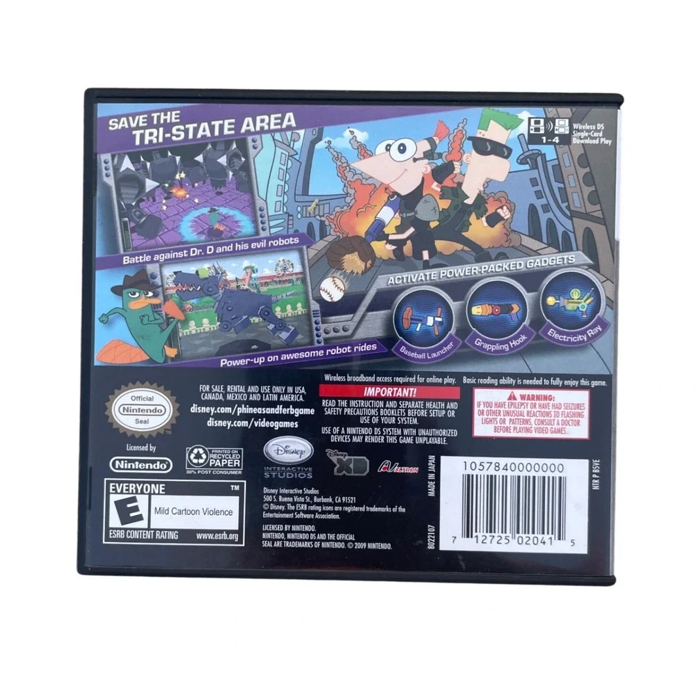 Phineas and Ferb Across the 2nd Dimension Nintendo DS Disney CIB Manual Poster
