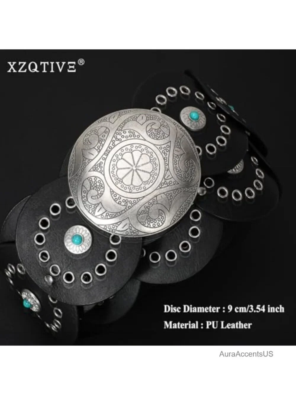 PU Leather Western Concho Belt for Women Cowgirl Boho Waist Belt
