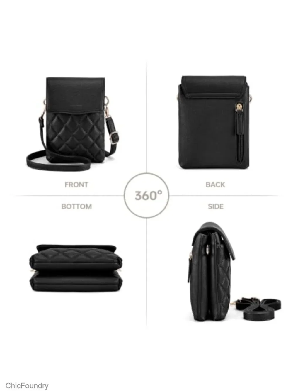 RFID Quilted Vegan Leather Small Crossbody Phone Purse with Credit Card Slots