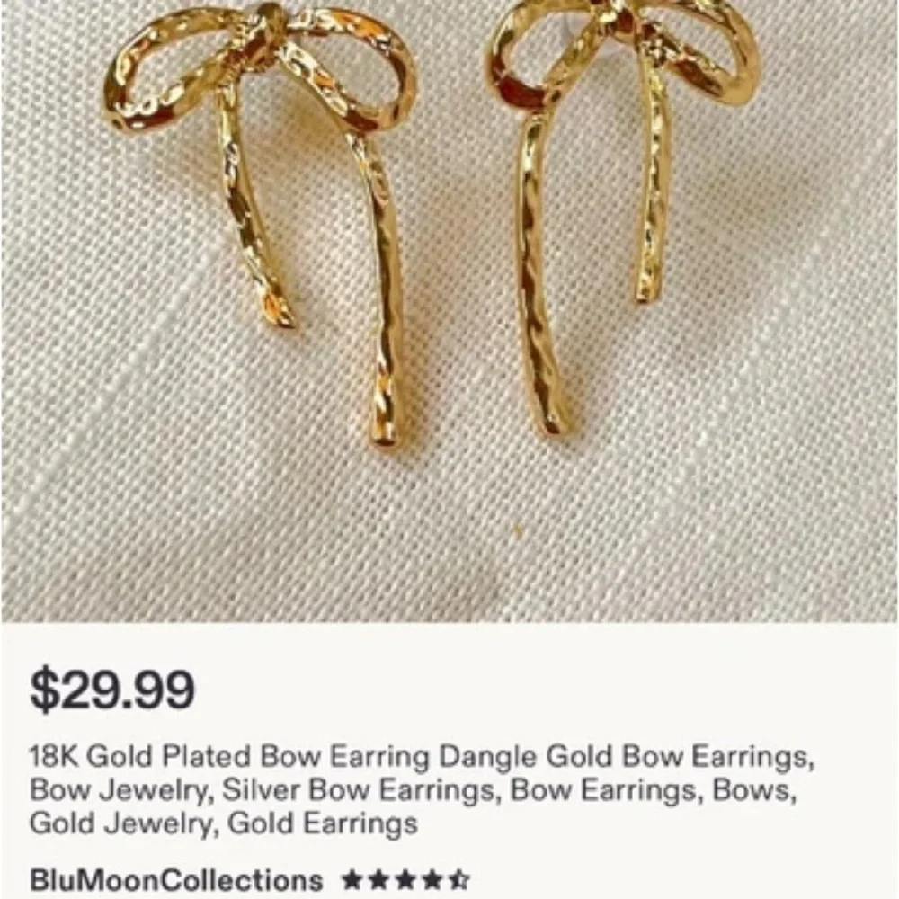 18K Gold Plated Bow Earrings - NWT