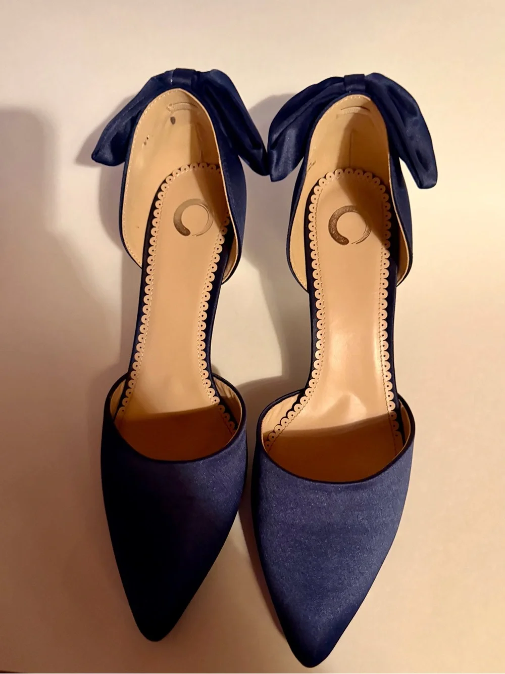 Journee Collection D’Orsay Bow Pump Size 11, Navy Blue Satin