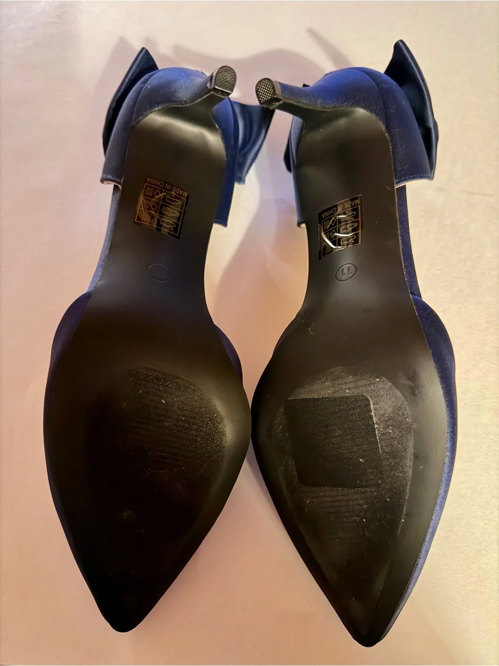 Journee Collection D’Orsay Bow Pump Size 11, Navy Blue Satin