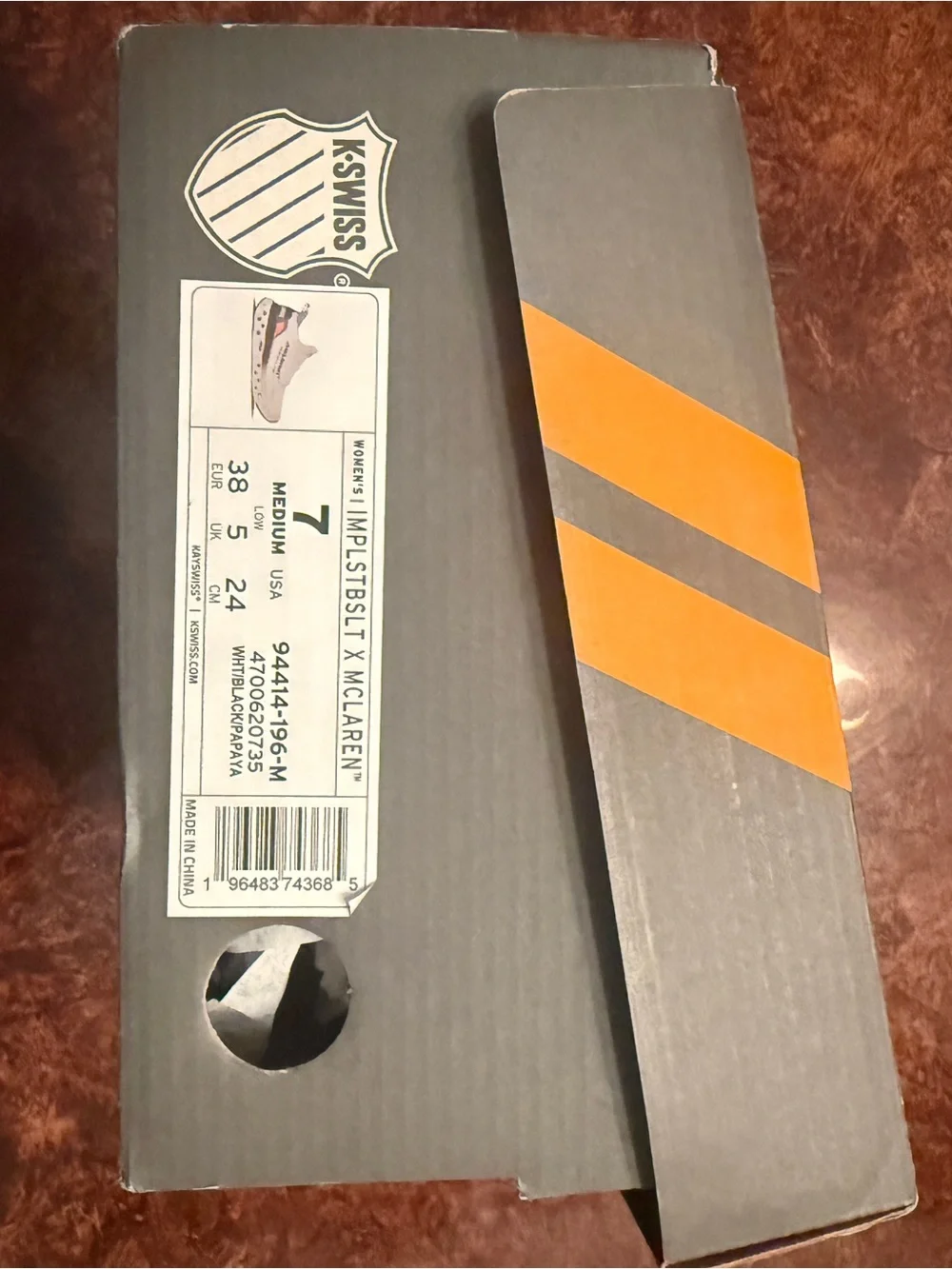K-Swiss x McLaren Women's White & Orange Athletic Sneaker