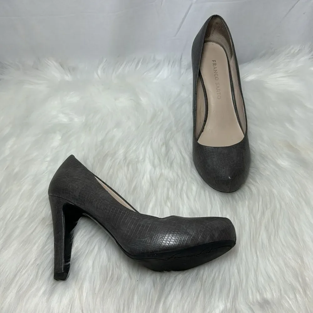 Franco Sarto‎ Cicero Grey Leather Hidden Platform Pumps Sz 8