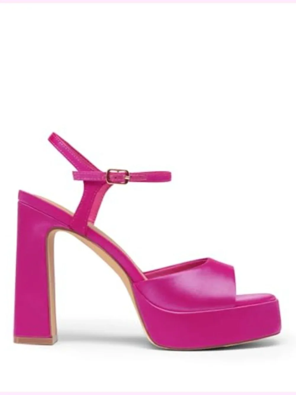 Square Toe Chunky Platform Heels Ankle Strap Sandals 4.5