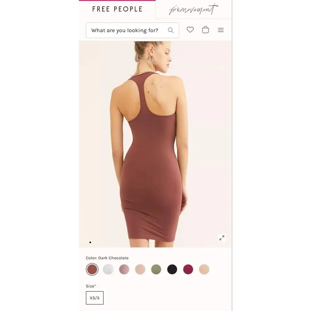 Free People Intimately Signature Seamless Racerback Bodycon Dress Chocolate M/L
