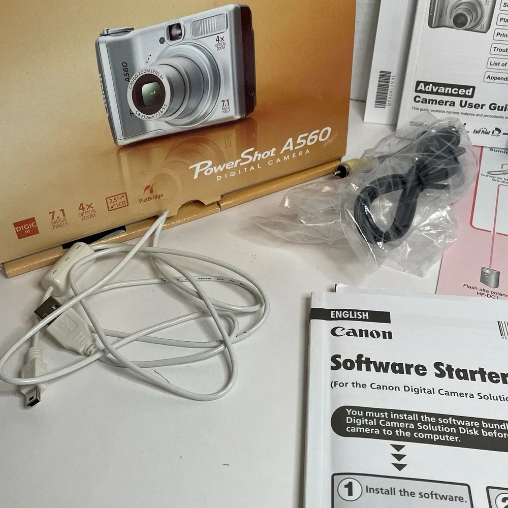 Canon PowerShot A560 Compact Digital Camera BOX And Contents NO CAMERA
