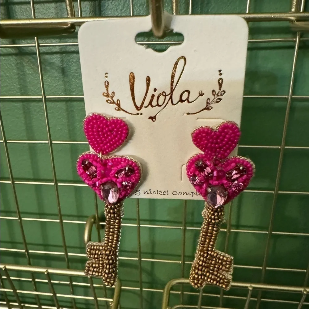 Key to My Heart Seed Bead Earring
