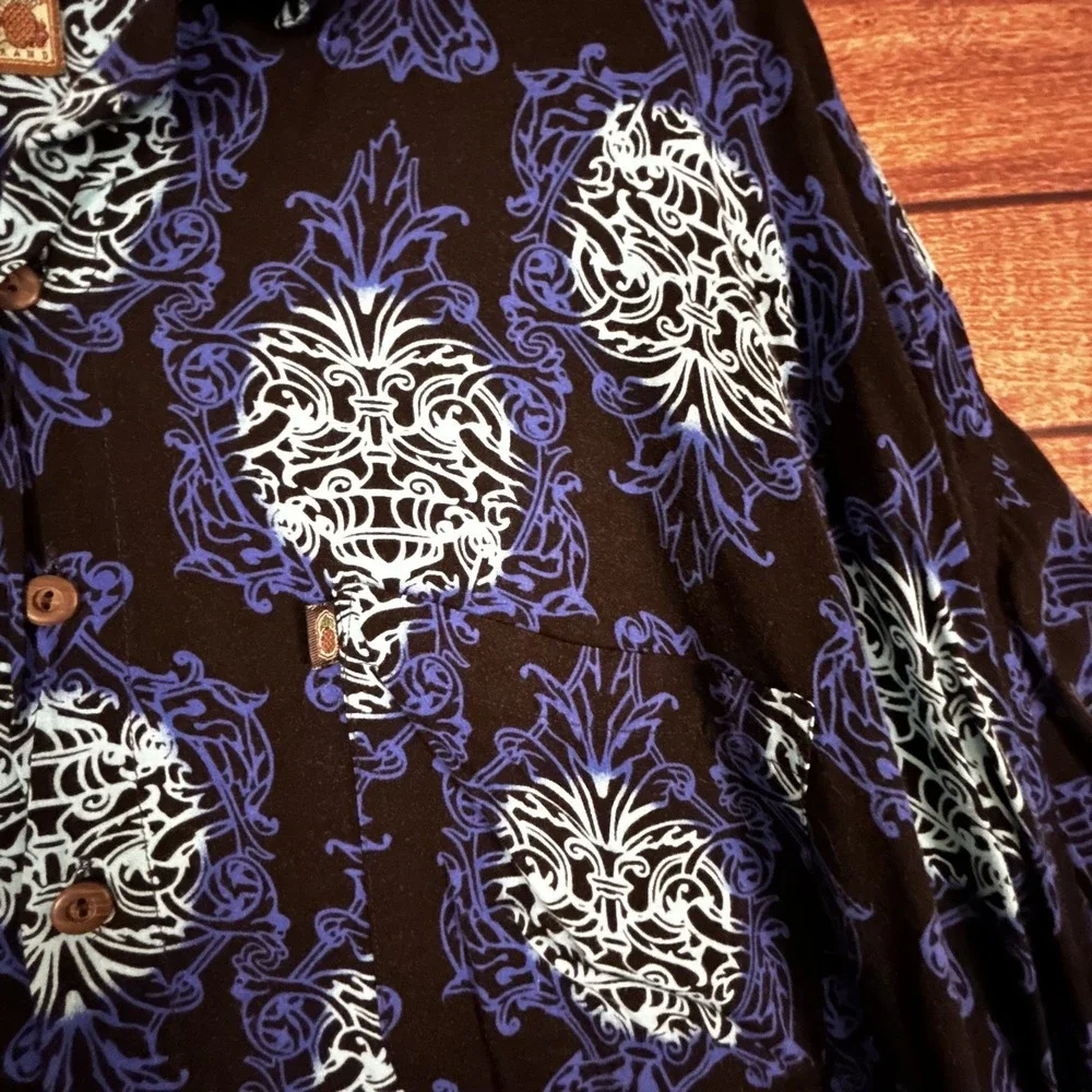 Vintage Pineapple Connection Shirt Mens 4XL Black Hawaiian Tribal‎ Tropical 90s