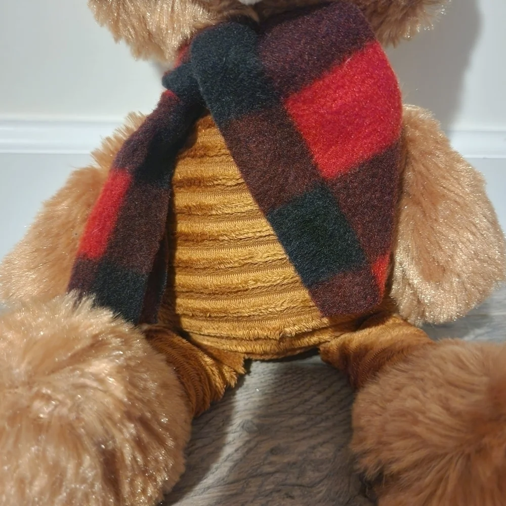 DanDee Brown Corduroy Belly Raccoon w/ Scarf Plush Toy Stuffed Animal 13