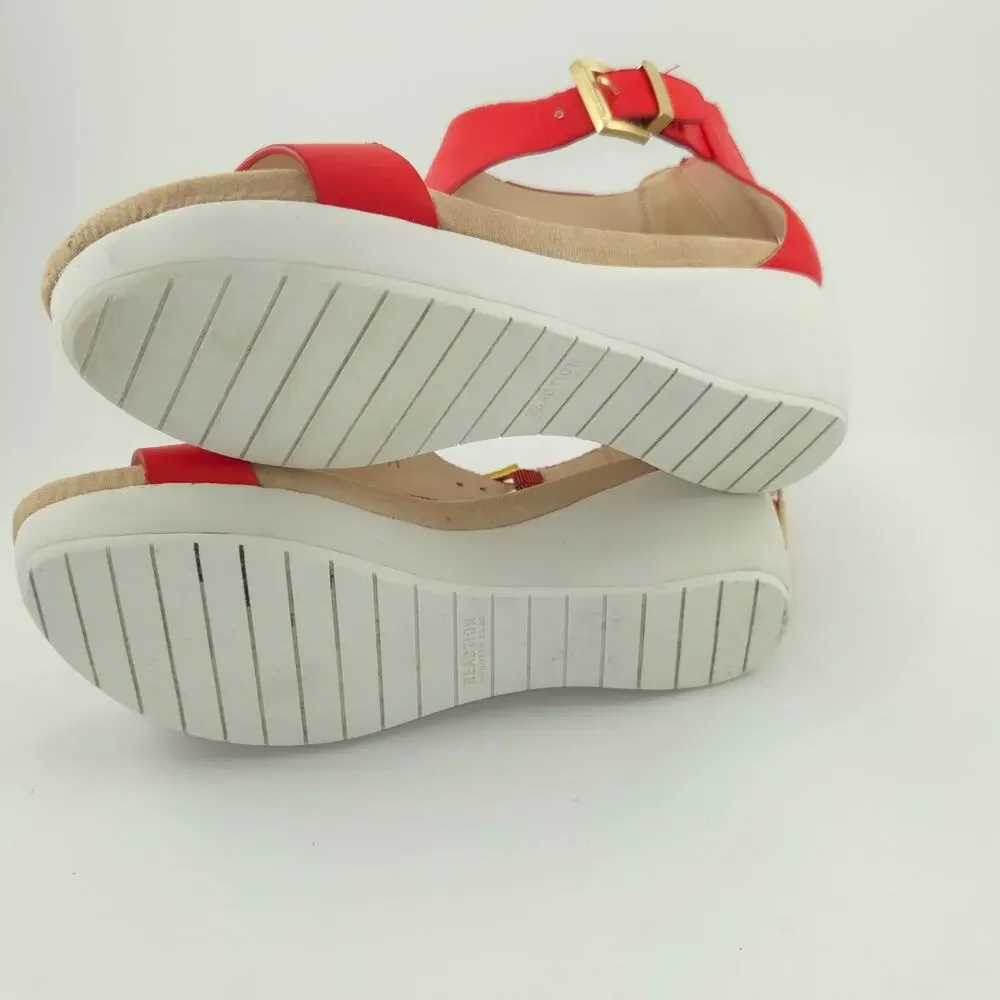 Kenneth Cole Reaction New Gal Women's Size 6 Red White Wedge Sandal