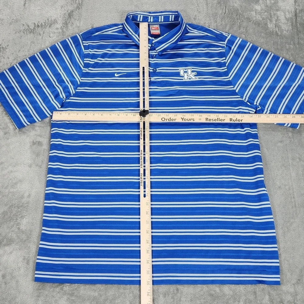 Kentucky Wildcats Shirt Mens 2XL Blue Stripe NCAA Basketball Nike Fit Dry Polo