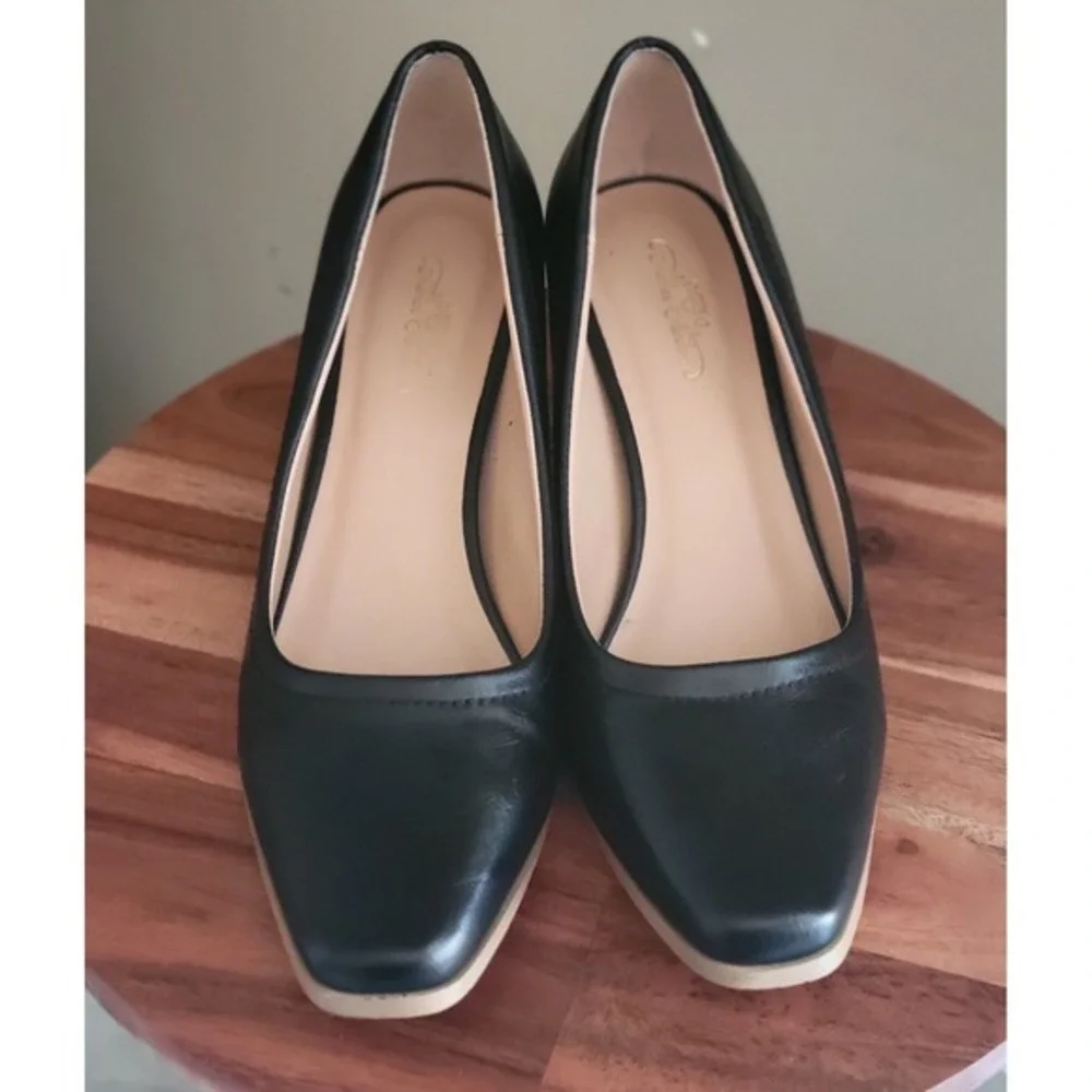 Journee‎ Collection High Heels 8.5 Classic Pumps Black Faux Leather Slip On