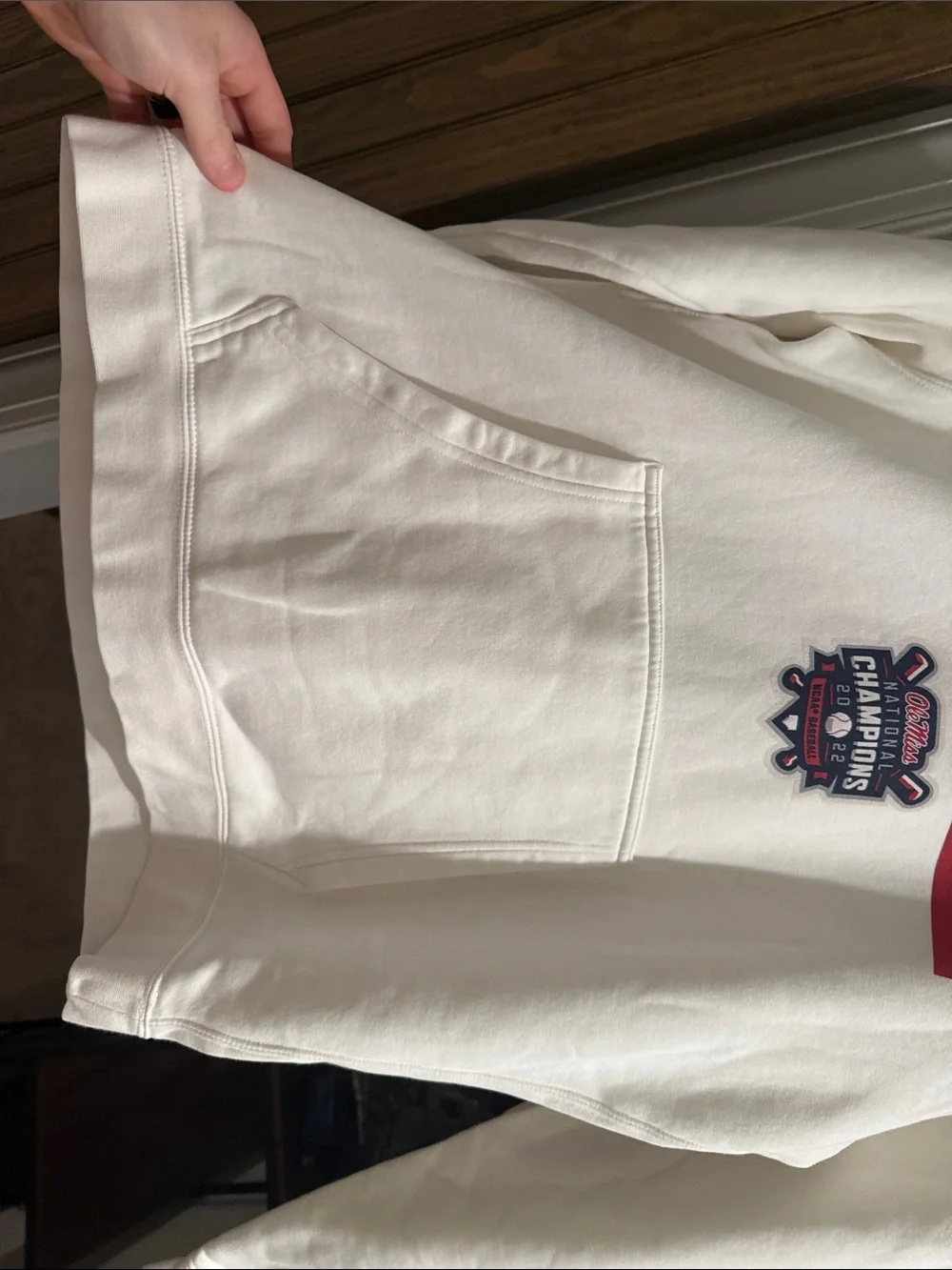 Nike White Ole Miss Baseball Pullover Hoodie with Red & Navy Graphics