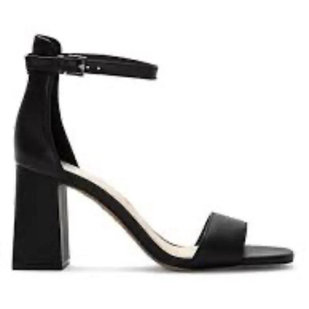 Vince Camuto Winderly Black Leather Ankle Strap Heeled Sandals Sz 7.5‎