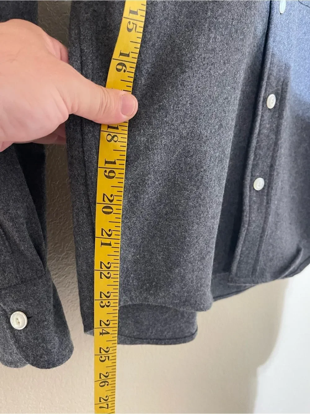 Drakes Charcoal Gray Button-Up Wool Shirt