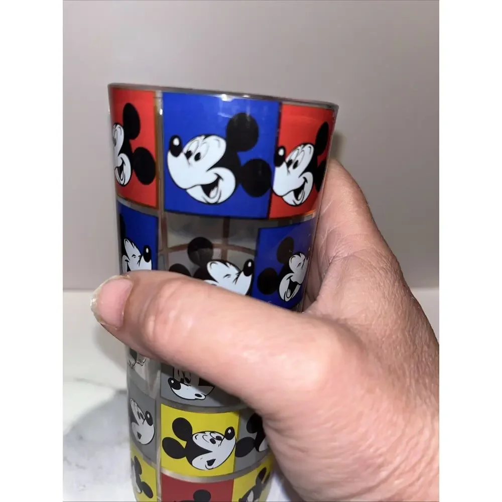 Official Disney Mickey Mouse Faces 16 oz Glass Tumbler Silver Buffalo Cup