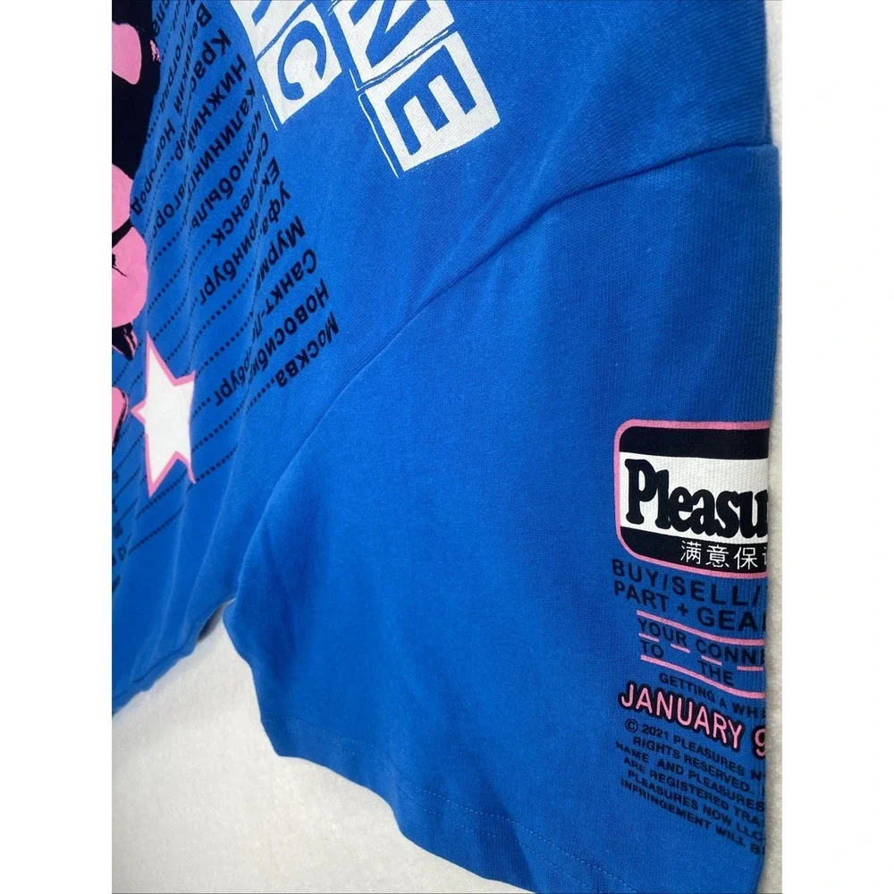 Pleasure T Shirt Mens XXL Blue Heavyweight Motorcycle Streetwear C22
