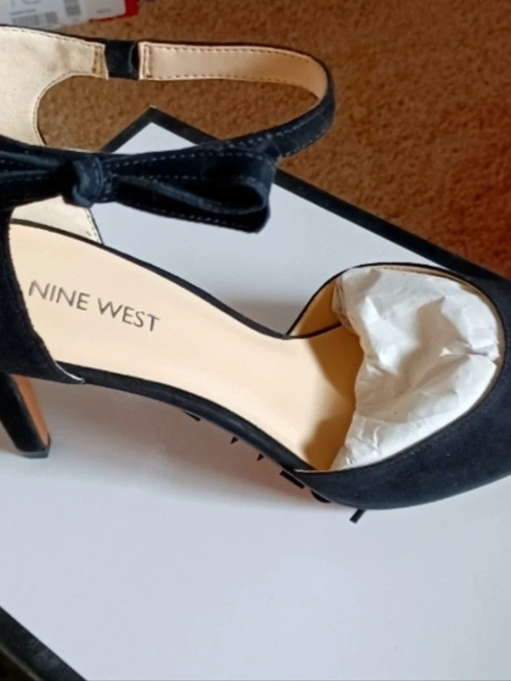 Nine West Black Suede Pointed-Toe Ankle Strap Pumps