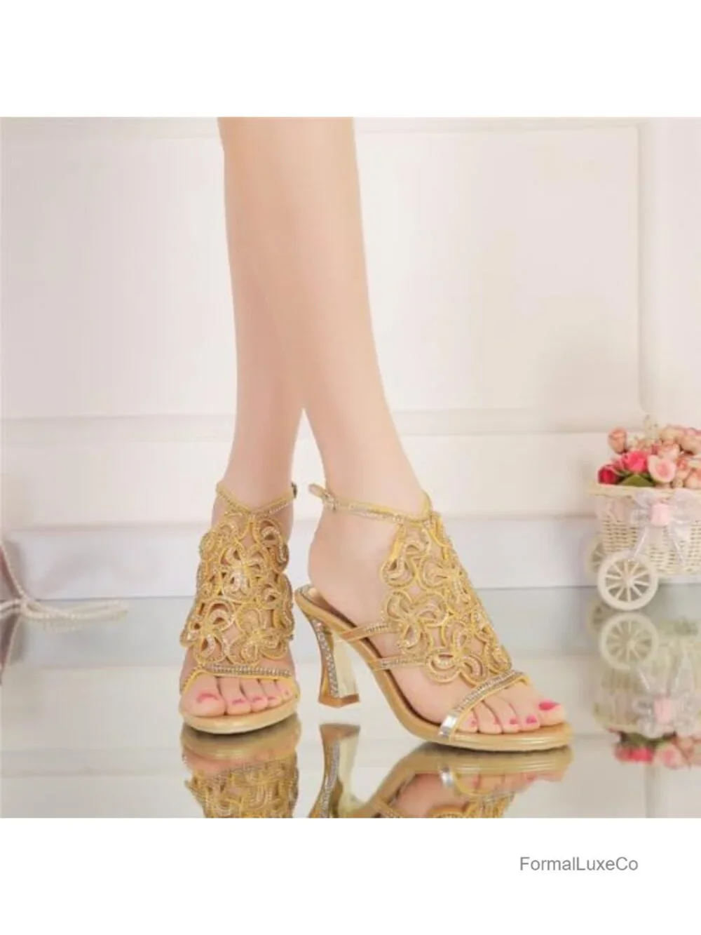Handmade Rhinestones Crystal Butterfly Heel Evening Bridal Prom Sandals