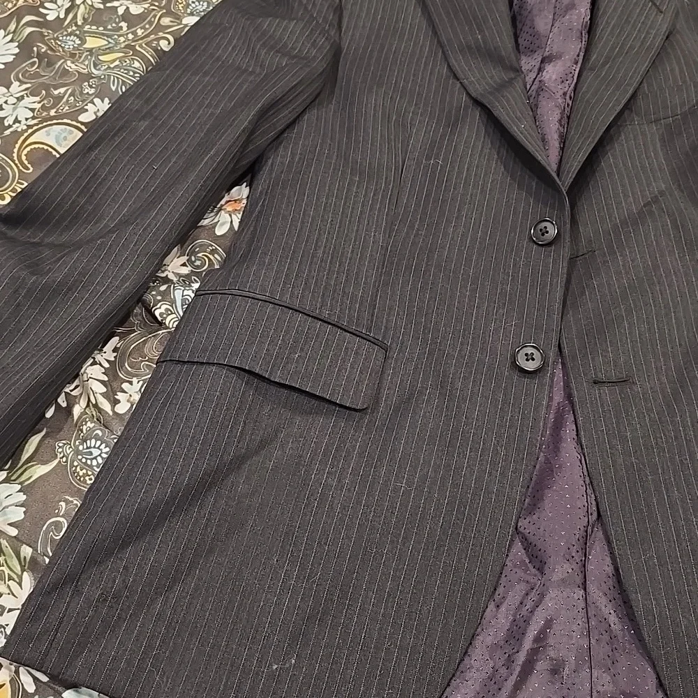Alfani Black Pinstripe Two-Button Suit Jacket