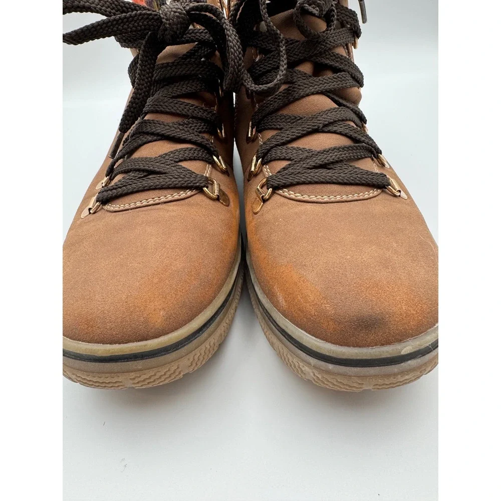 Bjorndal Everly Brown Faux Suede Knit Collar Ankle Boots Womens 9‎ Side Zip