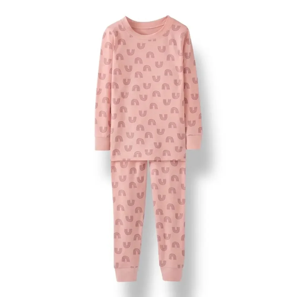 Hanna Andersson HannaSoft Pajamas Blush Pink Rainbow Size 4 NWT