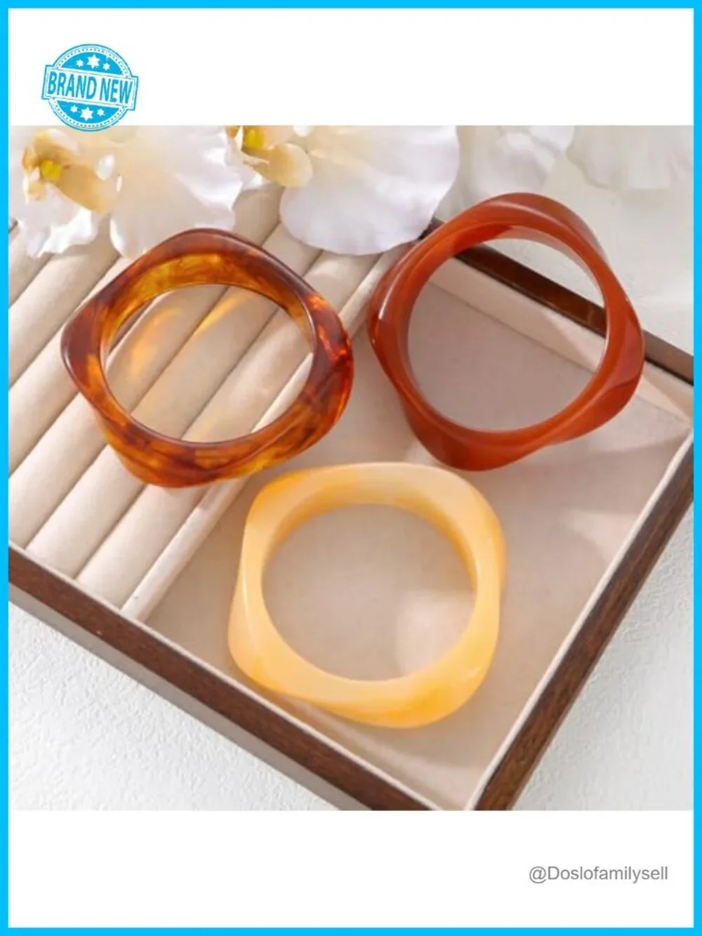 Resin Acrylic Wide Geometric Bangle Bracelets Set Stackable