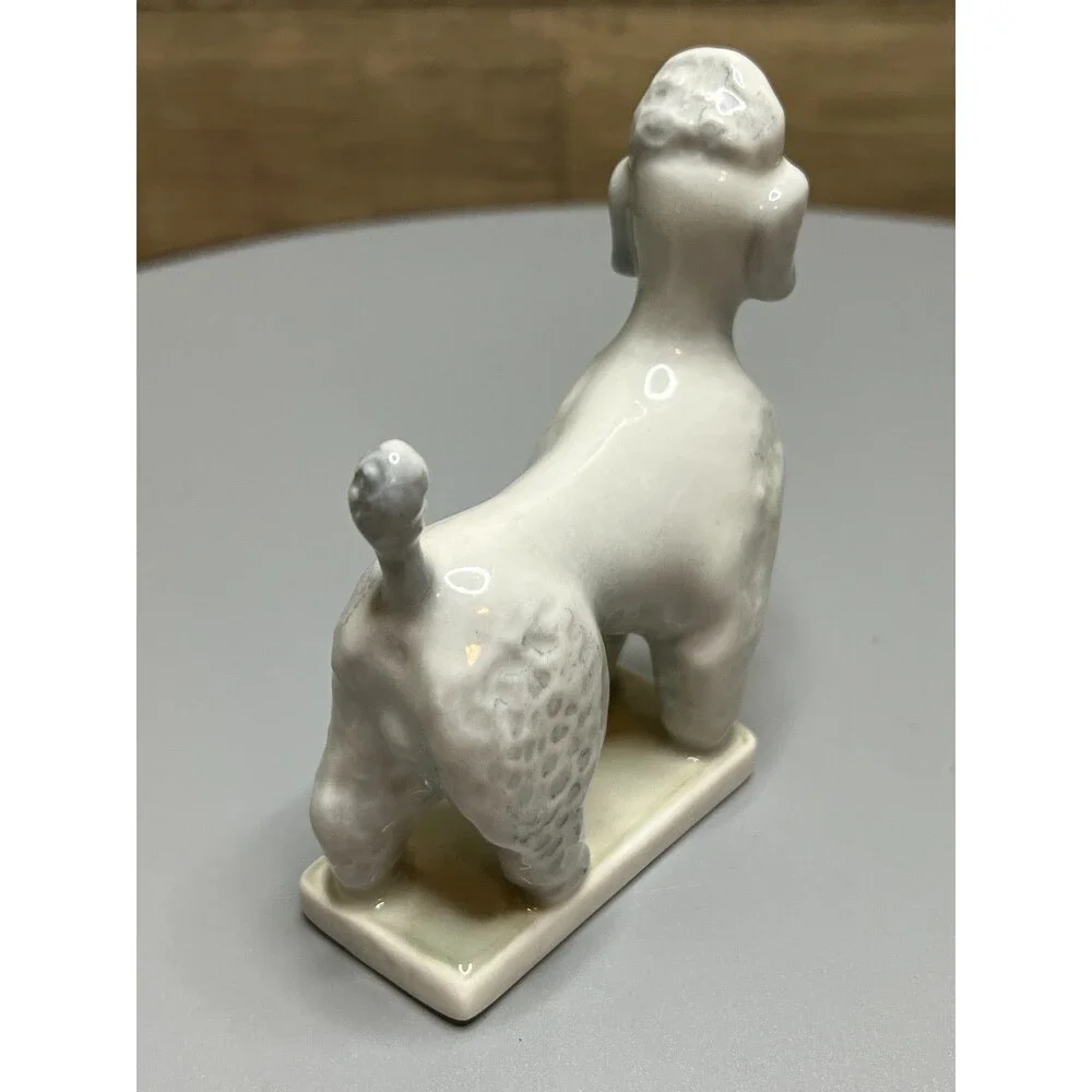 Zsolnay Hungary Porcelain Light Gray Poodle Dog Figure 3.5