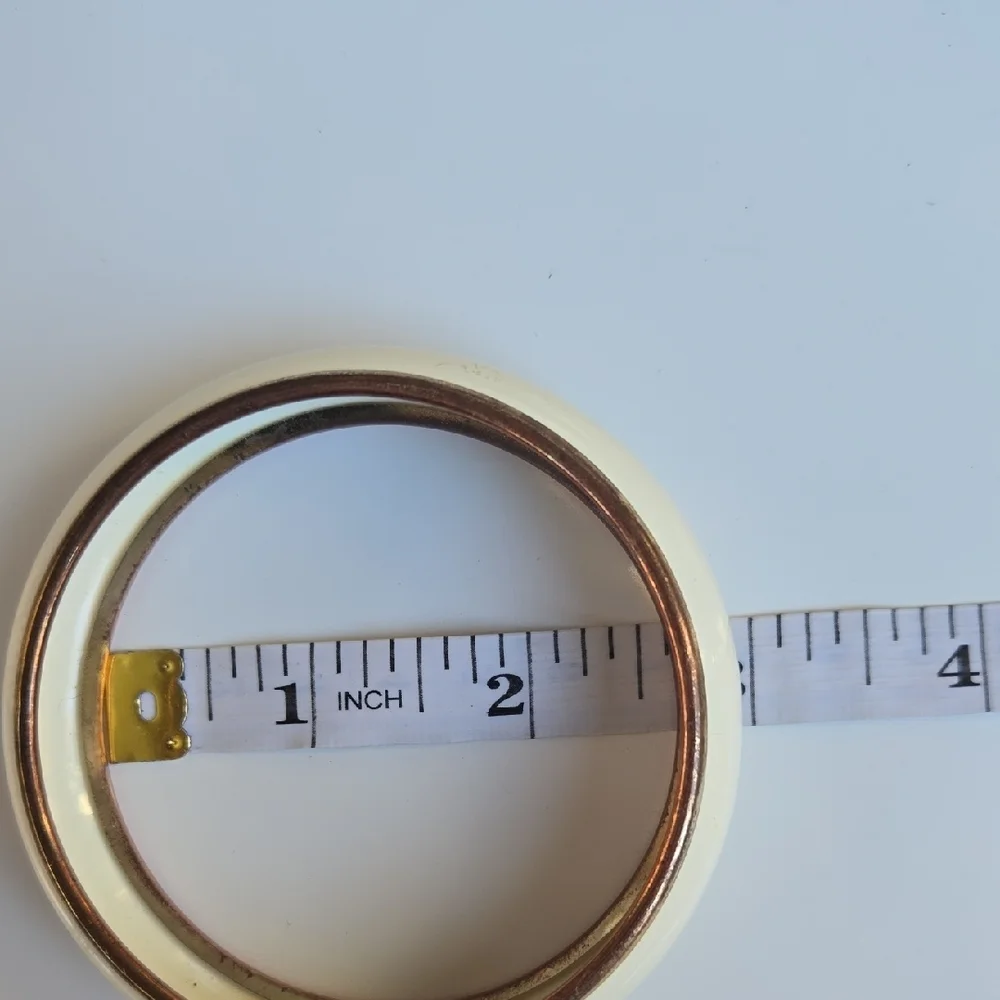 Unbranded Bangle Bracelet‎ Set Womens OS Gold Cream Textured Retro Minimalist