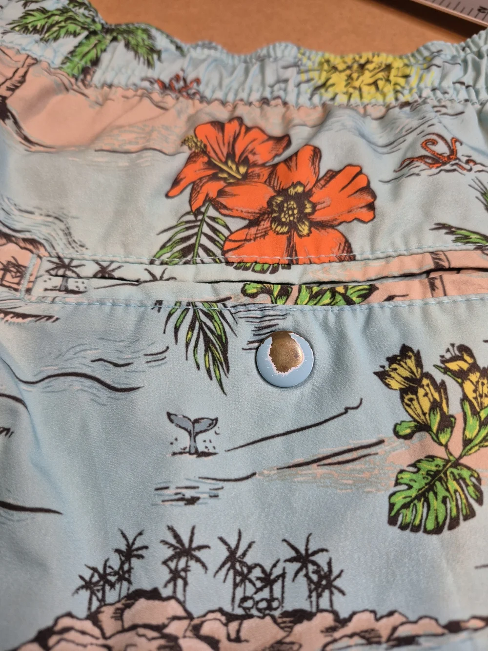 GAP Men's Light Blue Tropical Print Swim Trunks 4545/6