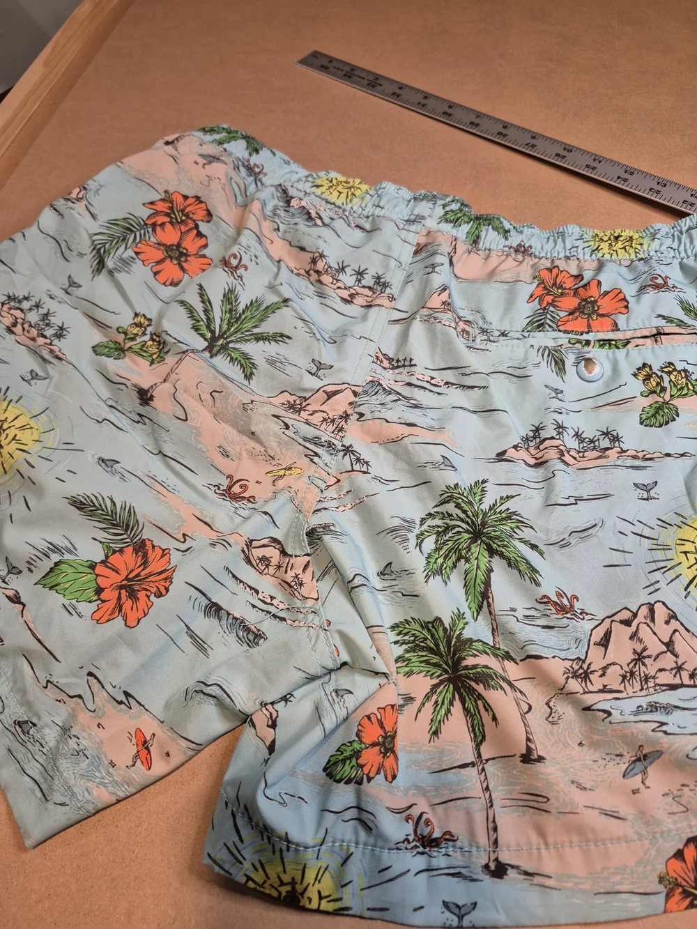 GAP Men's Light Blue Tropical Print Swim Trunks 4545/6