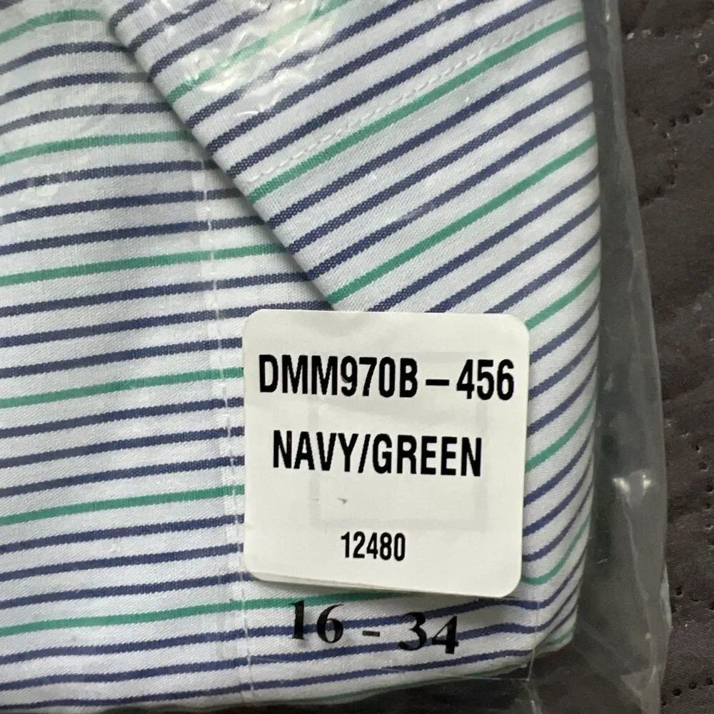 Paul Fredrick Non-Iron Two Ply Cotton Broadcloth Stripes Monogrammed EDE 16-34