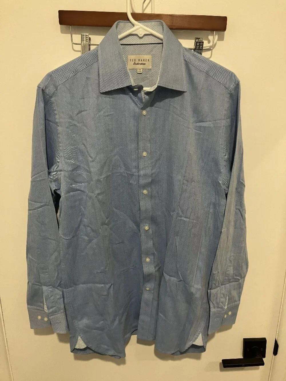 Ted Baker Endurance Men's Button-Up Patterned Dress Shirt, Blue, Size 15.5-32/33
