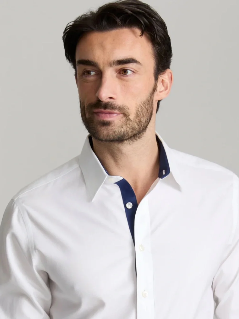 UNTUCKit Las Cases Wrinkle Free Slim Fit Button Down Shirt White Blue