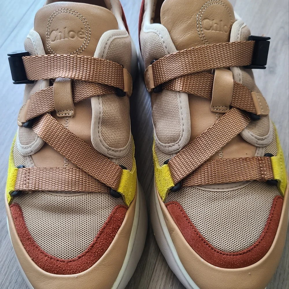 Chloé Sonnie Suede & Mesh Low-Top Sneaker - Size 38, brown, tan