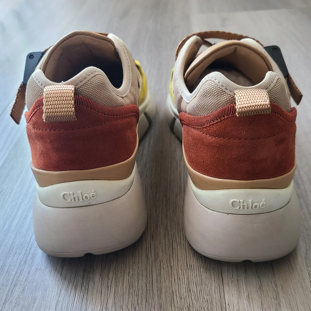 Chloé Sonnie Suede & Mesh Low-Top Sneaker - Size 38, brown, tan