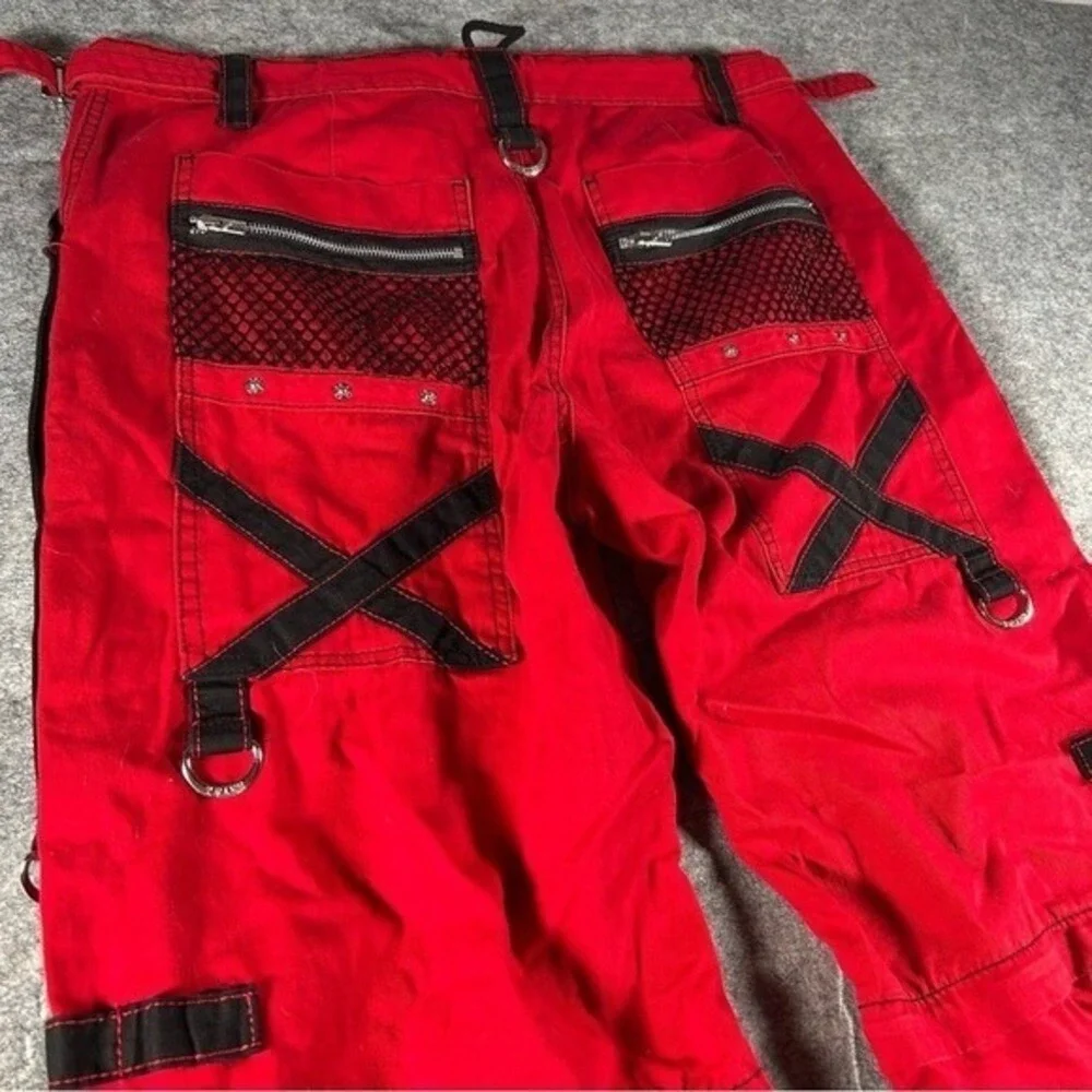 Tripp NYC Pants Mens Large Red Y2K Baggy Cyber Mall Goth Emo Skulls Grunge 2000s