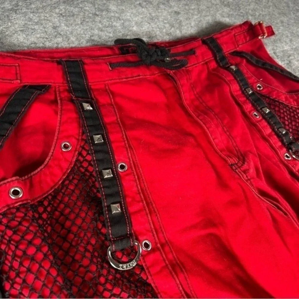 Tripp NYC Pants Mens Large Red Y2K Baggy Cyber Mall Goth Emo Skulls Grunge 2000s