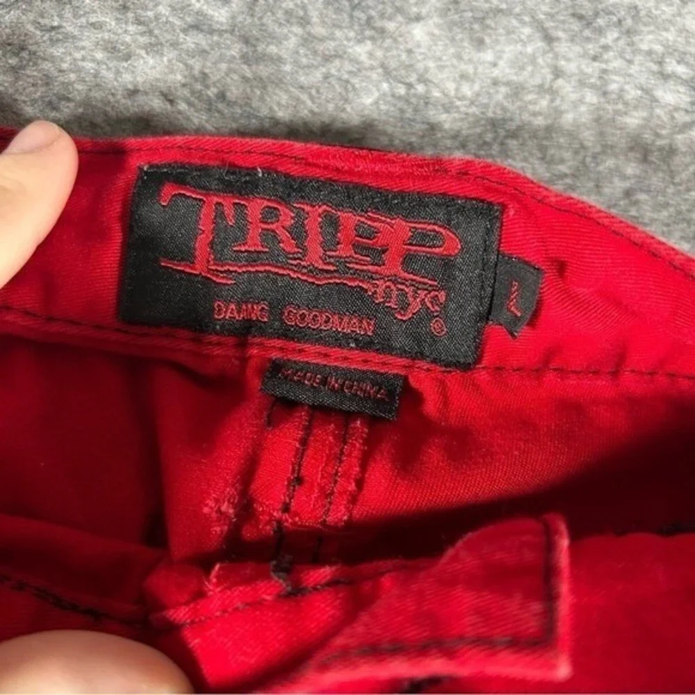 Tripp NYC Pants Mens Large Red Y2K Baggy Cyber Mall Goth Emo Skulls Grunge 2000s