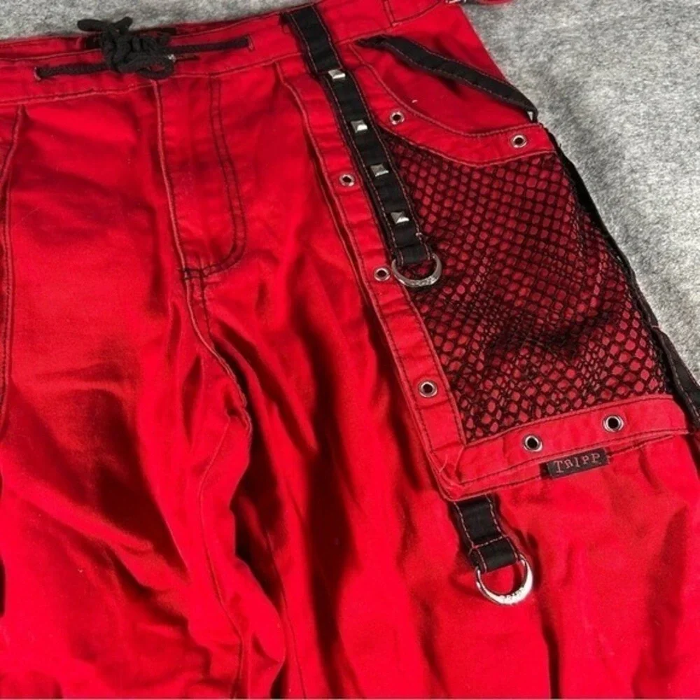 Tripp NYC Pants Mens Large Red Y2K Baggy Cyber Mall Goth Emo Skulls Grunge 2000s