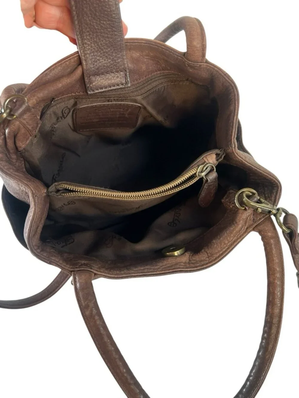 Vintage Fossil 1954 Pebbled Black Leather Crossbody Bag 75082