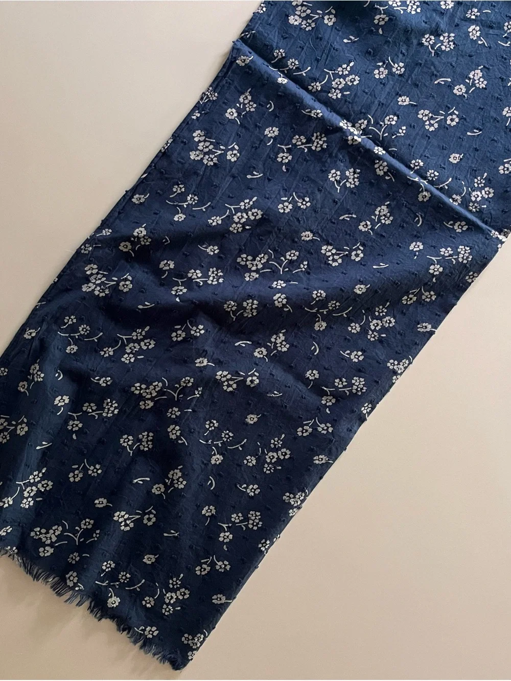 Lands' End Navy & White Floral Cotton Scarf - Like New Condition
