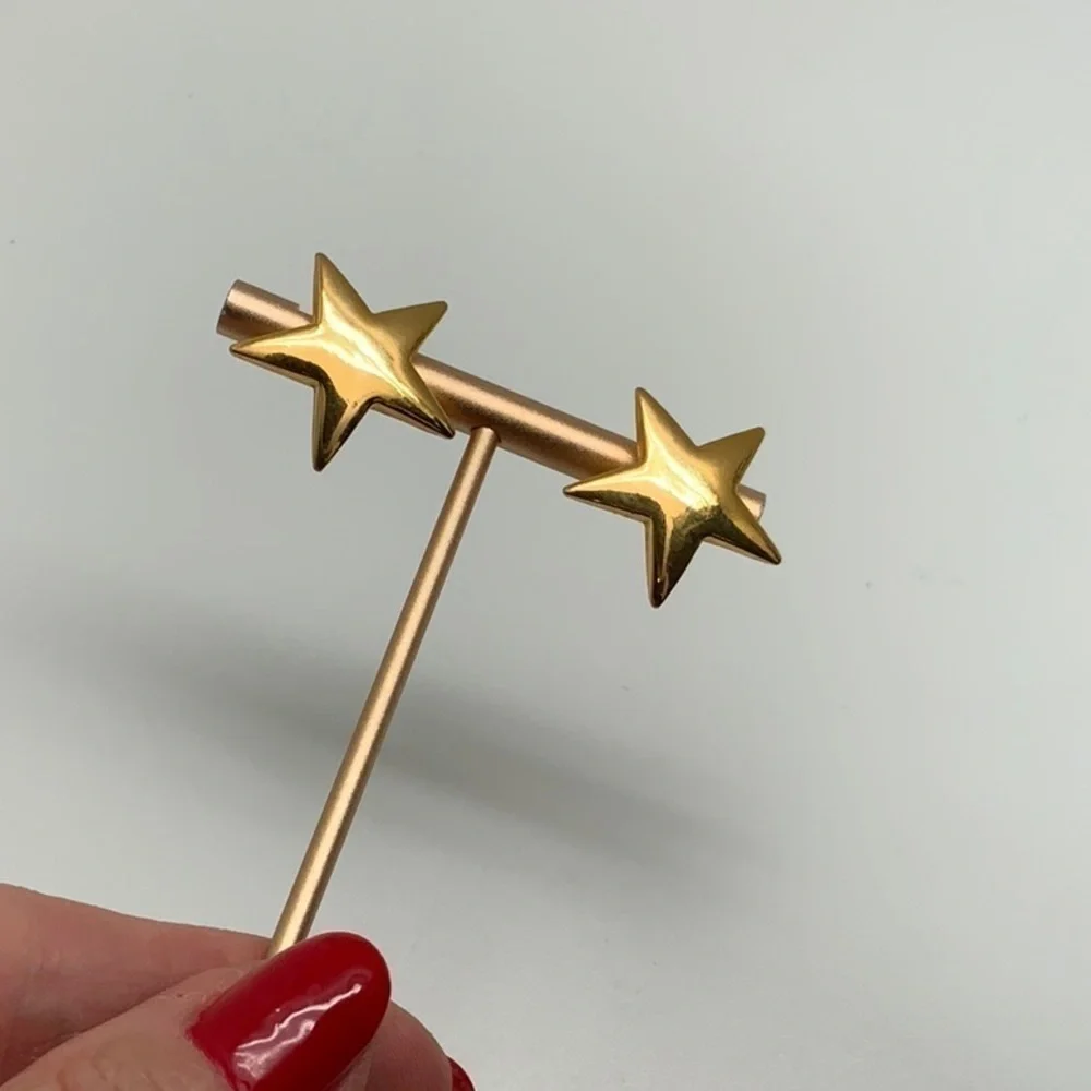 Vintage Y2K PIERCED Star Earrings‎ Gold tone
