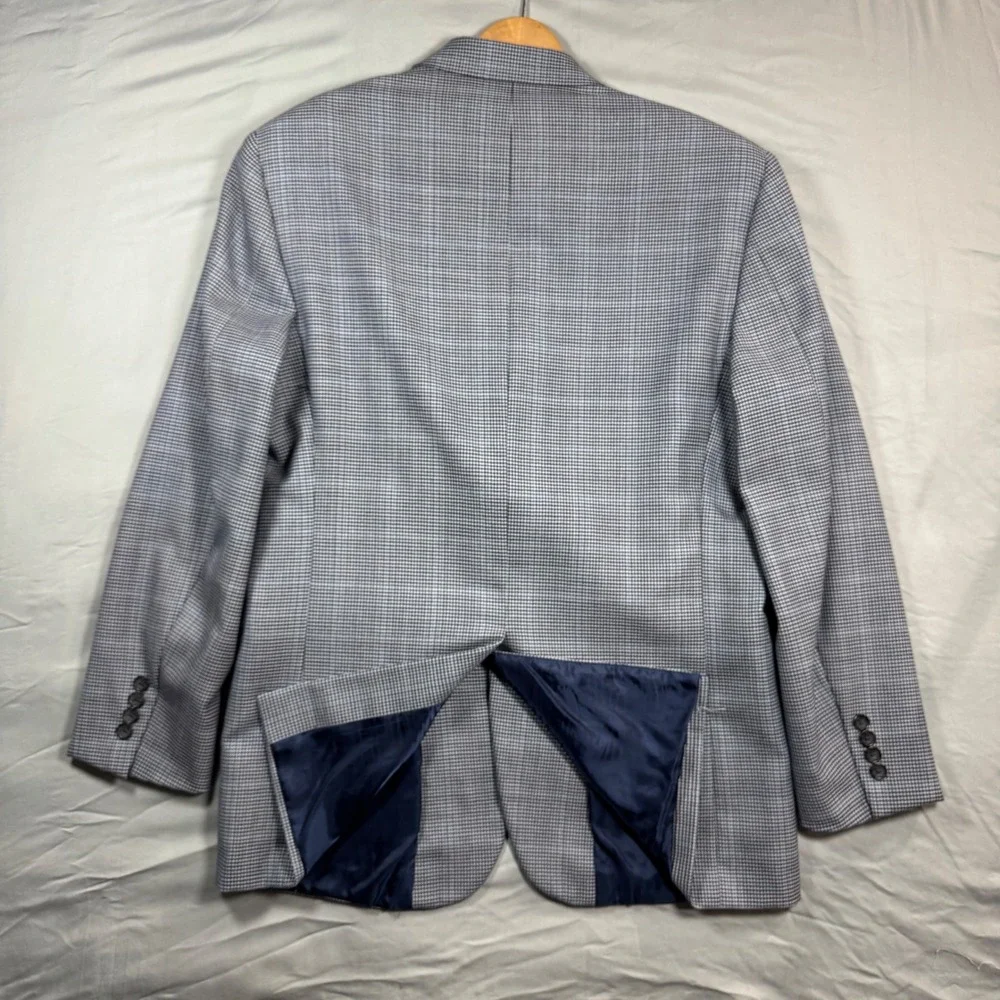 Brooks Brothers 346 Madison Fit Blazer Mens 40R Gray Glend Plaid 100% Wool